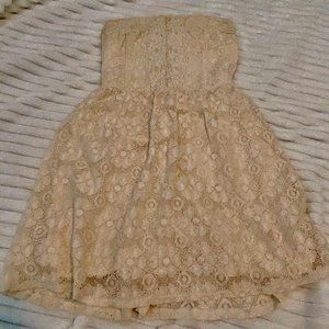 American Eagle Cream Strapless Dress